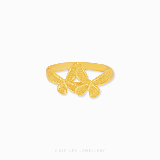 999 | 24K Gold Mariposa Butterfly Ring by Chip Lee Jewellery, featuring an intricate butterfly design in pure gold, adding elegance and symbolism.