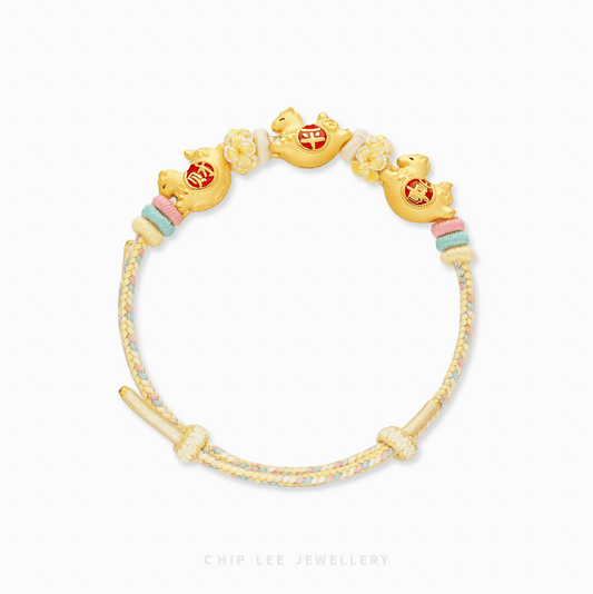 999 Auspicious Golden Gallop Horse Charms Adjustable Kids Bracelet symbolizing wealth peace happiness