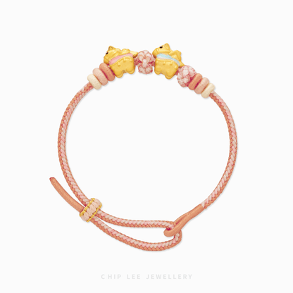 999 Double Joy Horse Charm Adjustable Kids Bracelet with adjustable fit, symbolic luxury jewelry for babies