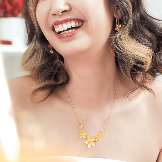 999 24K Gold Flora Earring with delicate floral motifs in pure gold, crafted for timeless elegance and everyday sophisticated wear.