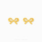 999 Gold Kurdele Studs with delicate bow design in 24K gold by Chip Lee Jewellery Singapore.