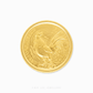 Gold coin with rooster design on a white background