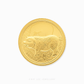 Gold coin with a pig design on a white background