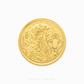 Gold coin with tiger design on a white background