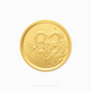 Gold coin with dragon design on a white background