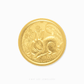 Gold coin with a rabbit design on a white background