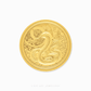 Gold coin with snake design on a white background
