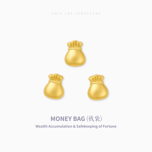 999 pure gold 1 gram mini money bag gold bar charm with wealth symbolism