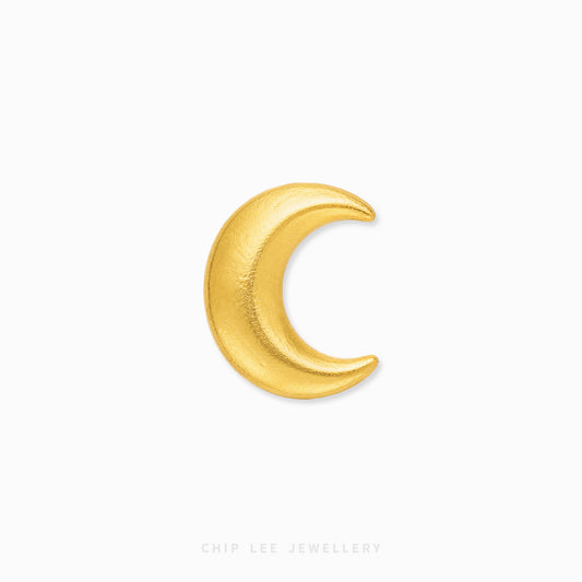 A textured gold crescent moon pendant or charm, centered on a clean white background with the brand name 'CHIP LEE JEWELLERY' printed in light gray at the bottom.