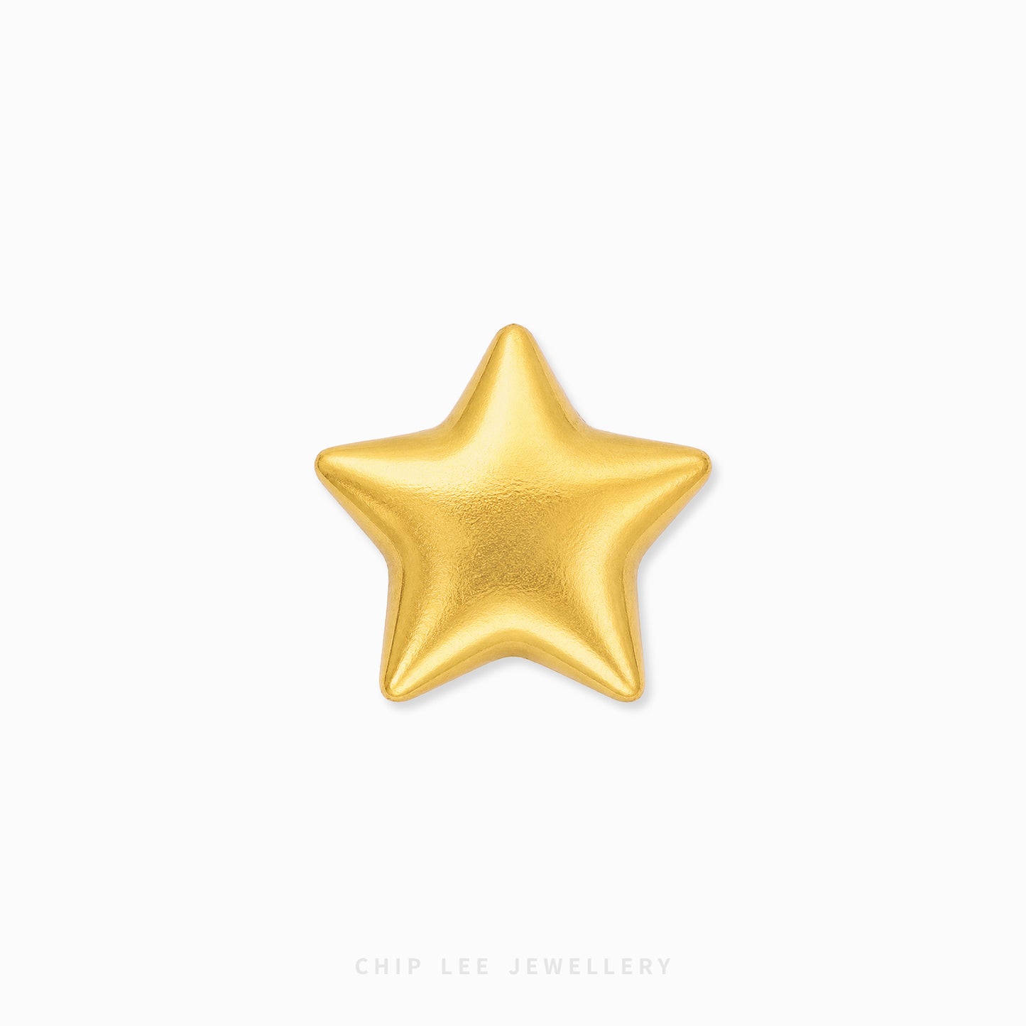 A single gold star-shaped stud earring centered on a plain white background, with faint 'CHIP LEE JEWELLERY' text at the bottom.