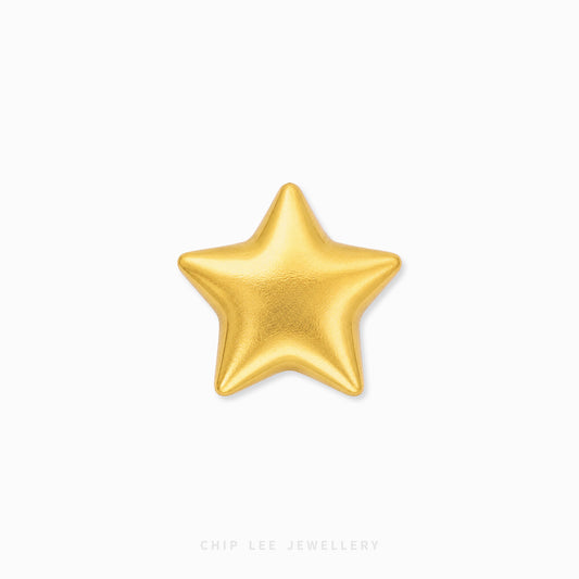 A single gold star-shaped stud earring centered on a plain white background, with faint 'CHIP LEE JEWELLERY' text at the bottom.