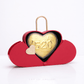Opened red heart-shaped jewellery box revealing a 520 gold heart design inside, symbolising love and devotion, with a gold padlock-style handle for romantic gifting.