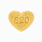 999 Pure Gold 520 Heart collectable in a luxury gift box with a clear acrylic casing, featuring a detailed "520" romantic motif.