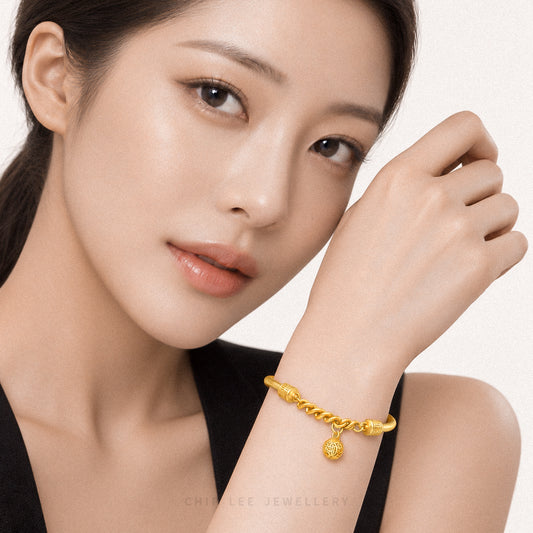 999 Pure Gold Auspicious Gu Fa Jin Bangle