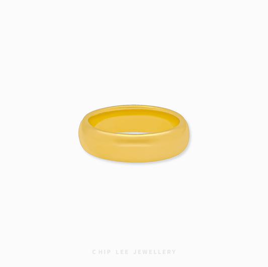 Minimalist 999 Pure Gold Band with a sleek, polished finish, showcasing the rich, deep yellow hue of high-purity 24k gold.