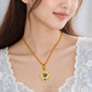 999 Pure Gold Blue Enamel Bloom Necklace