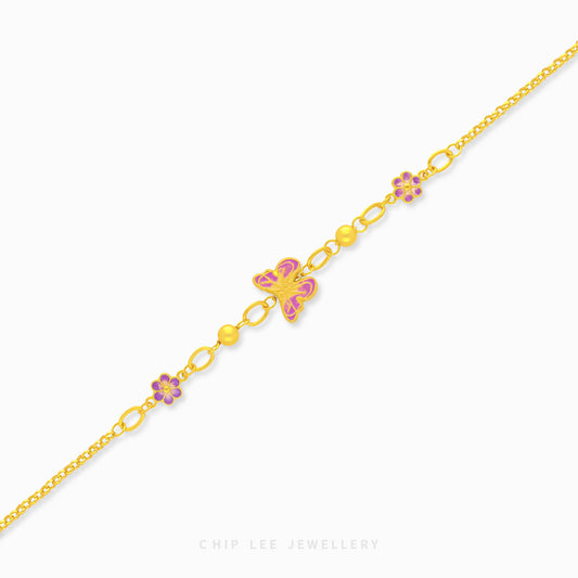 999 Pure Gold Butterfly Chain Gu Fa Jin Bracelet, crafted using ancient goldsmithing techniques.