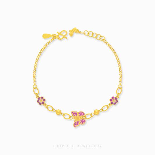 999 Pure Gold Butterfly Chain Gu Fa Jin Bracelet, crafted using ancient goldsmithing techniques.