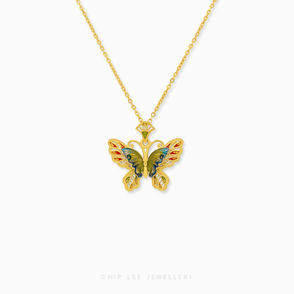 999 Pure Gold Butterfly Gu Fa Jin Necklace, symbolising transformation and hope.