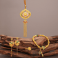999 Pure Gold Celestial Bloom Gu Fa Jin Necklace featuring celestial floral filigree design with delicate tassel chains.