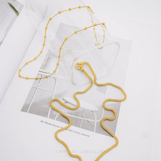 999 Pure Gold Chain Necklace with interlocking links in 24K solid gold by Chip Lee Jewellery Singapore