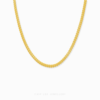 999 Pure Gold Chain Necklace with interlocking links in 24K solid gold by Chip Lee Jewellery Singapore