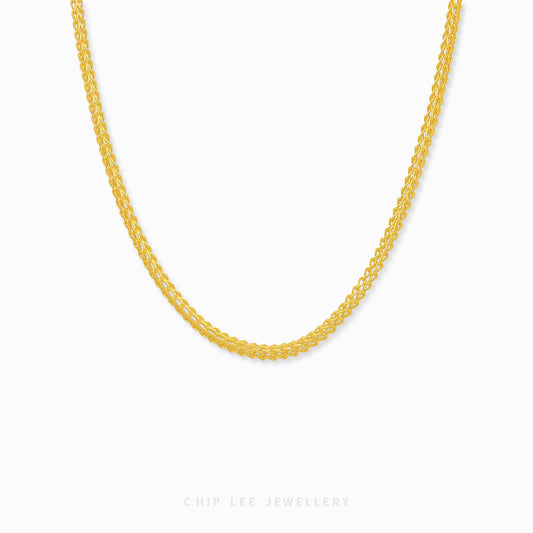 999 Pure Gold Chain Necklace with interlocking links in 24K solid gold by Chip Lee Jewellery Singapore
