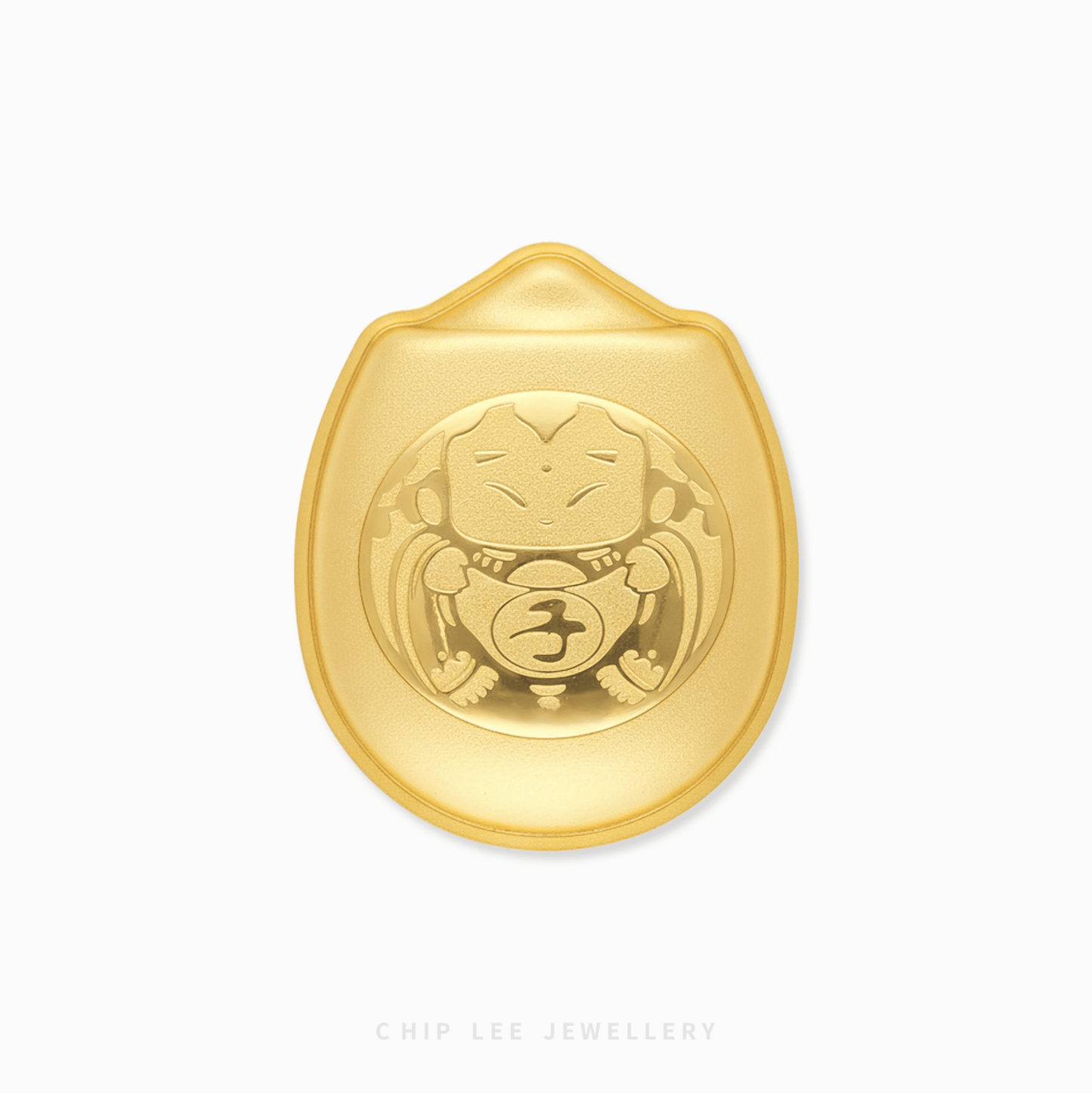 Gold ornament with a design on a white background
