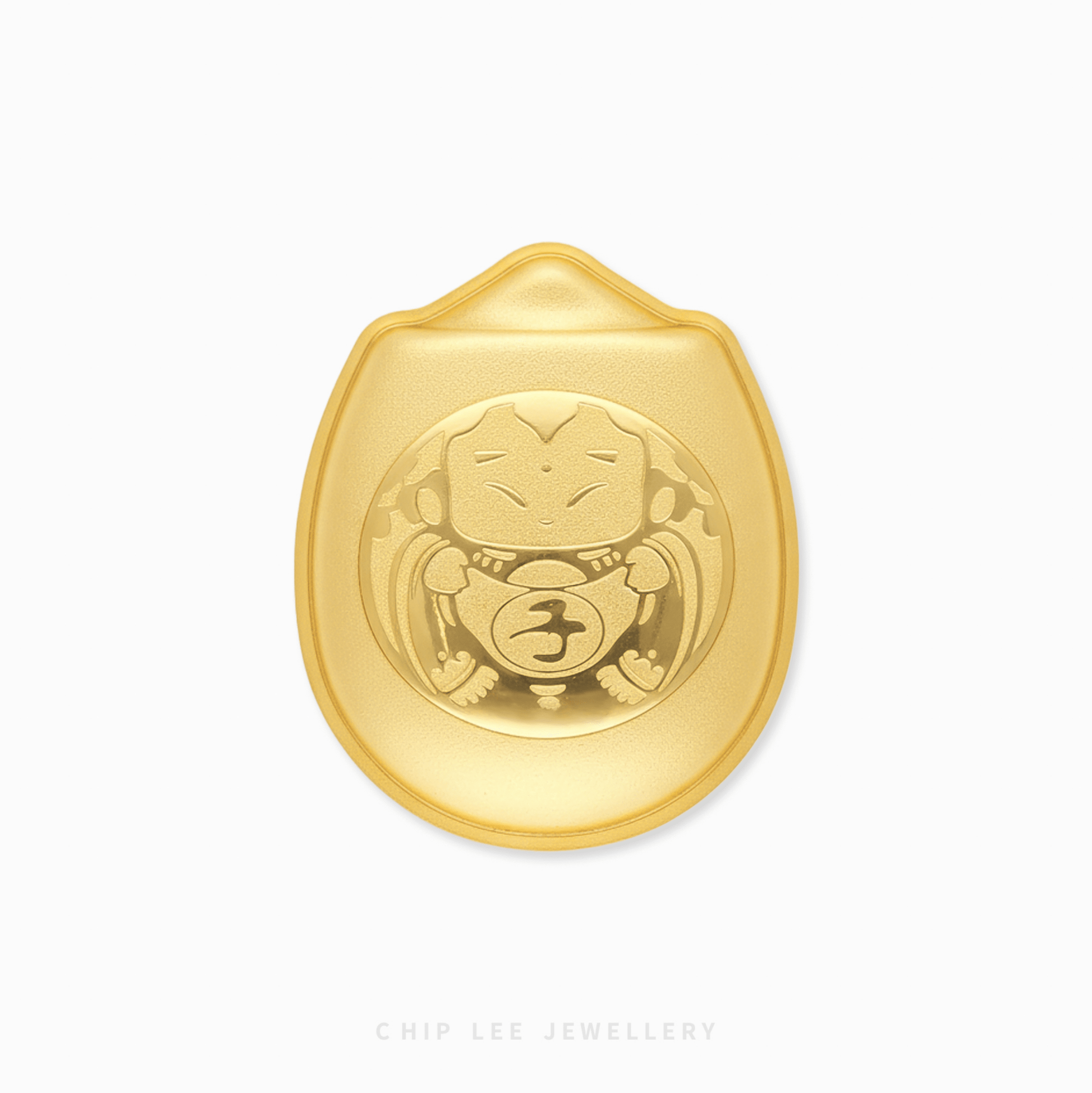 Gold ornament with a design on a white background