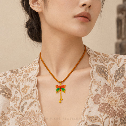 999 Pure Gold Ethereal Butterfly Necklace