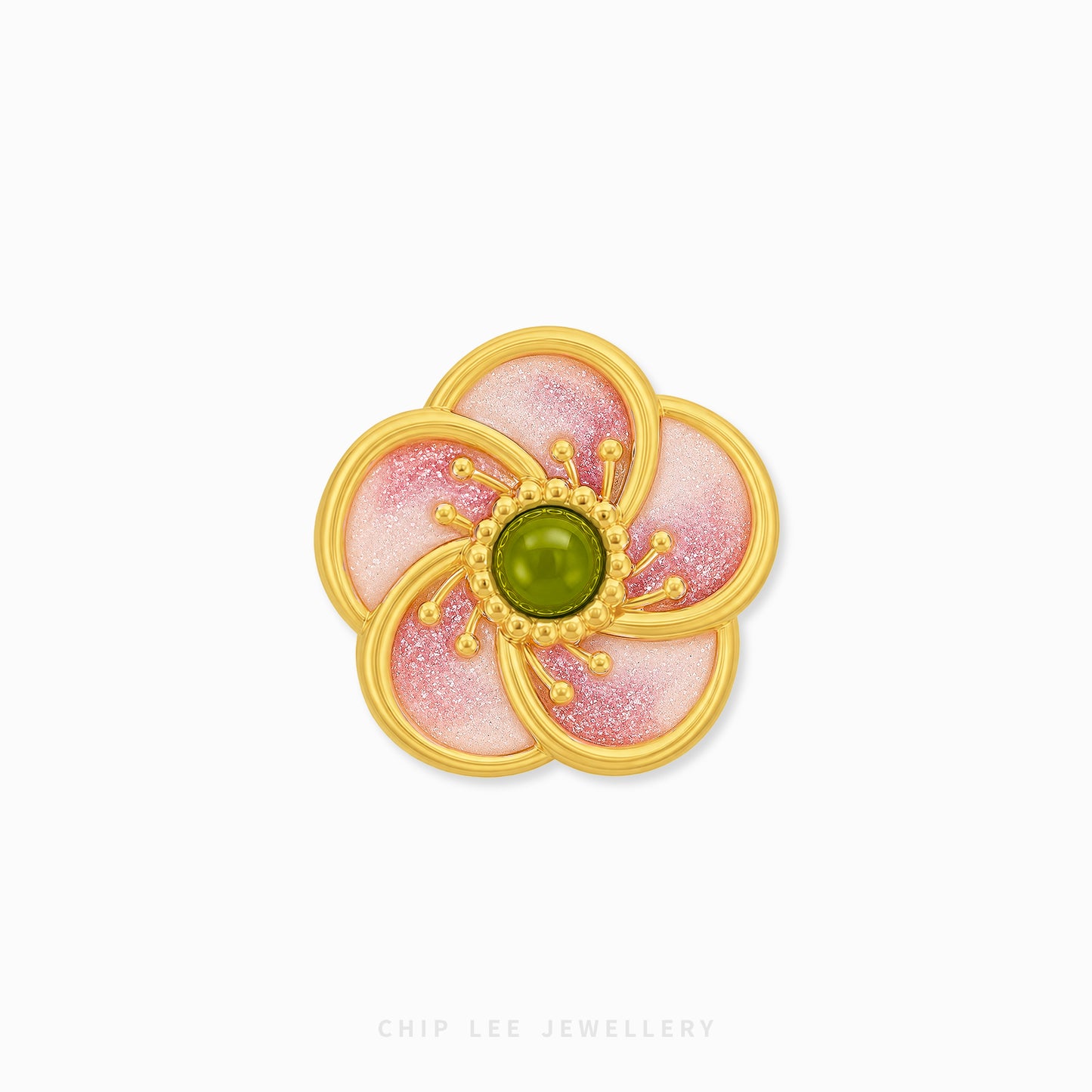 999 Pure Gold Floral Charm