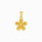 A yellow gold four-petal flower pendant with textured details, shown on a clean white background with 'CHIP LEE JEWELLERY' text at the bottom.