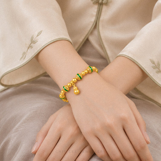 999 Pure Gold Fortune Gourd (福葫芦) Charm Gu Fa Jin Bracelet