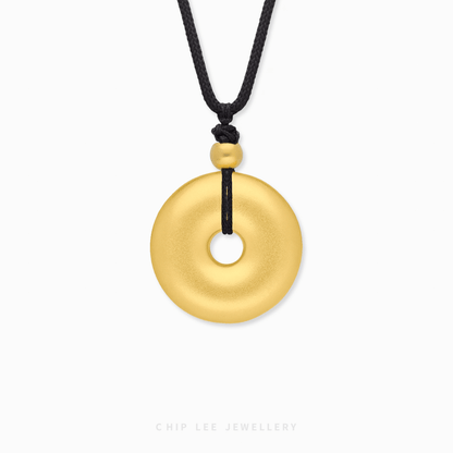 999 Pure Gold Fortune Necklace Gu Fa Jin in minimalist shape motif. symbolising wealth, good fortune and cultural heritag.e