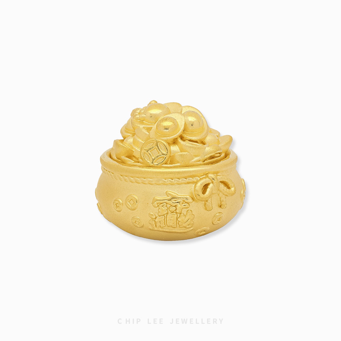 999 Pure Gold Fortune Pot Figurine – luxurious 24K gold prosperity pot by Chip Lee Jewellery, symbolising wealth & fortune