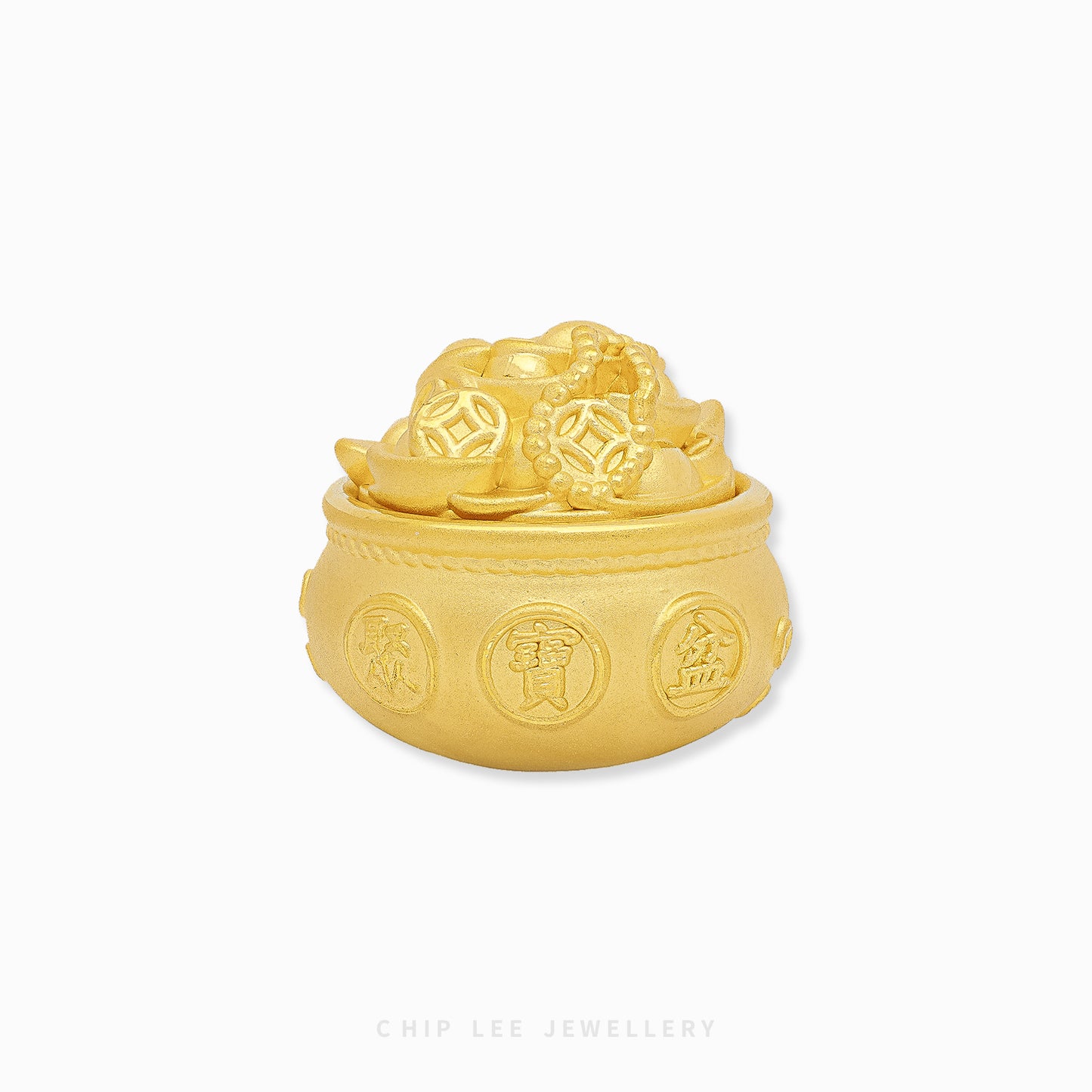 999 Pure Gold Fortune Pot Figurine – luxurious 24K gold prosperity pot by Chip Lee Jewellery, symbolising wealth & fortune