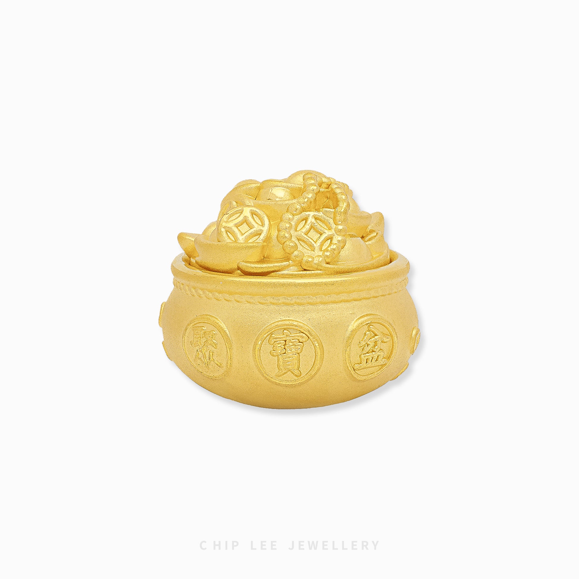 999 Pure Gold Fortune Pot Figurine – luxurious 24K gold prosperity pot by Chip Lee Jewellery, symbolising wealth & fortune