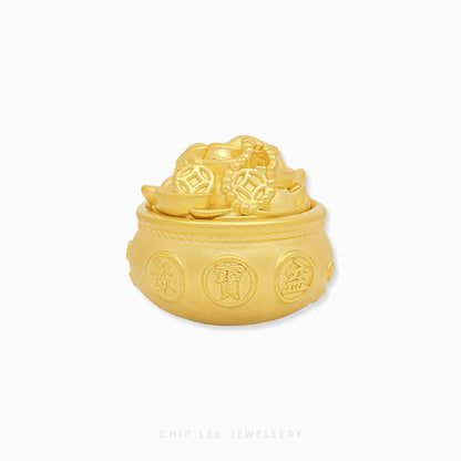 999 Pure Gold Fortune Pot Figurine – luxurious 24K gold prosperity pot by Chip Lee Jewellery, symbolising wealth & fortune