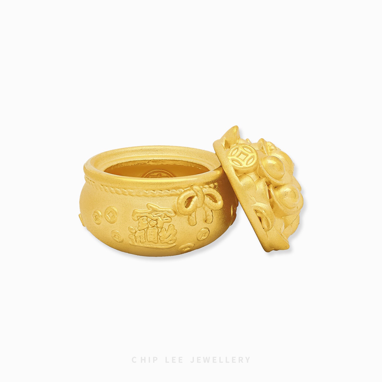 999 Pure Gold Fortune Pot Figurine – luxurious 24K gold prosperity pot by Chip Lee Jewellery, symbolising wealth & fortune