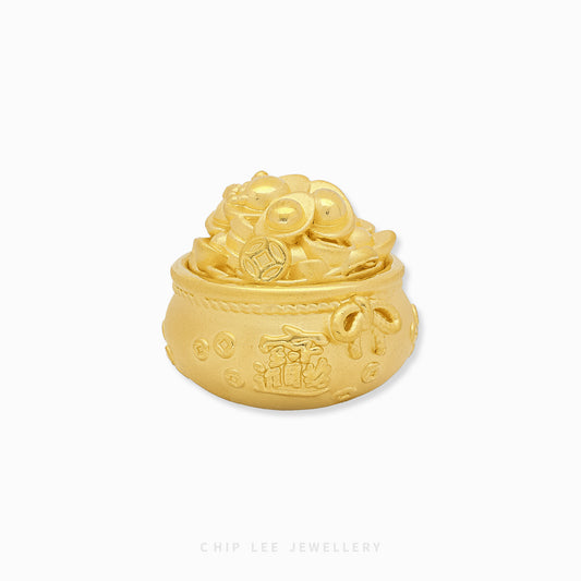 999 Pure Gold Fortune Pot Figurine – luxurious 24K gold prosperity pot by Chip Lee Jewellery, symbolising wealth & fortune