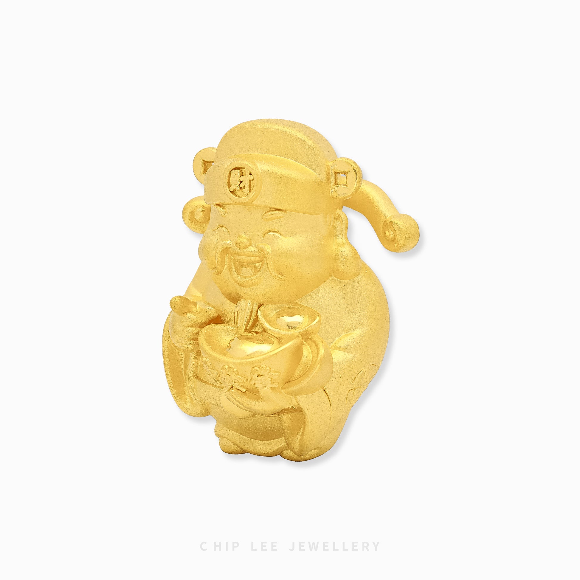 999 pure gold God of Wealth (財神) figurine by Chip Lee Jewellery symbolising prosperity, good fortune and Chinese wealth tradition with fine detail.