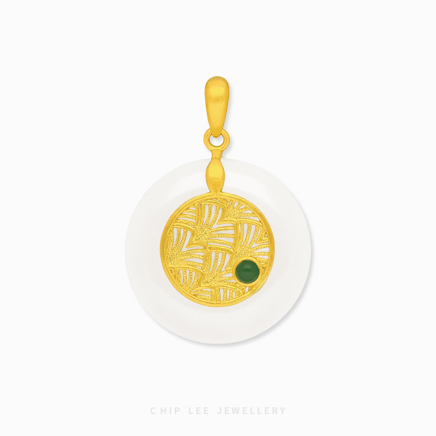 999 Pure Gold He Tian Jade Pendant featuring jade and gold, harmony, prosperity, and craftsmanship by Chip Lee Jewellery.