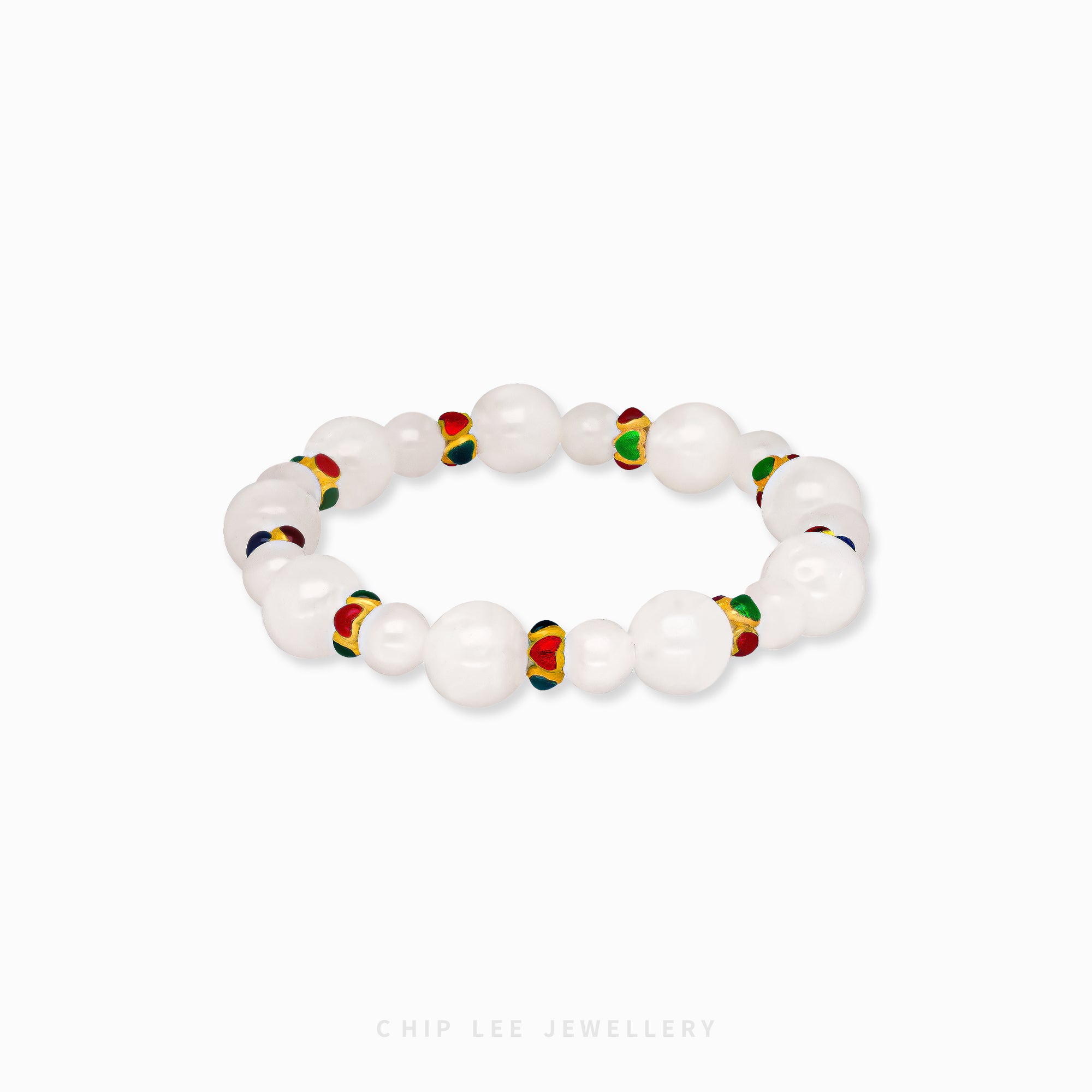 999 Pure Gold Mixed Enamel with He Tian Jade Bracelet