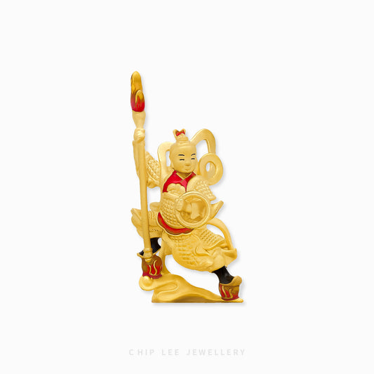 999 Pure Gold "Ne Zha" Figurine by Chip Lee Jewellery, 24K gold, symbol of courage and protection, intricately designed collectible piece.