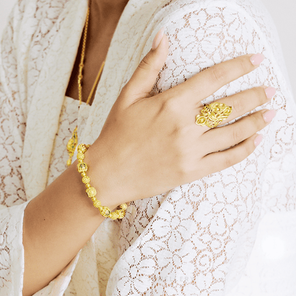 999 Pure Gold Peace and Joy Gu Fa Jin Bracelet, crafted with ancient goldsmithing techniques.