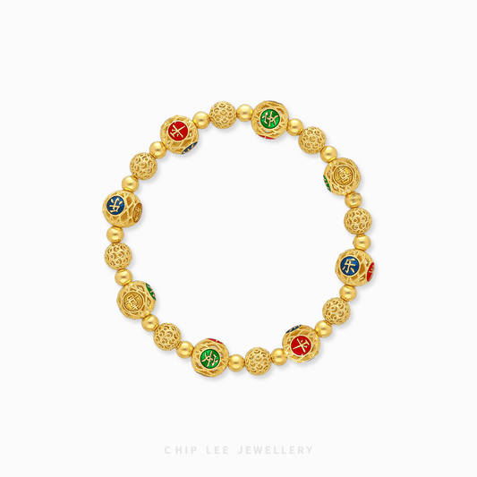 999 Pure Gold Peace and Joy Gu Fa Jin Bracelet, crafted with ancient goldsmithing techniques.