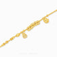 A gold chain anklet with multiple charms, including a lion head, a crown, and a cluster of small round stones, displayed on a clean white background with a Chip Lee Jewellery watermark.