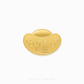 Gold ingot with Chinese characters on a white background