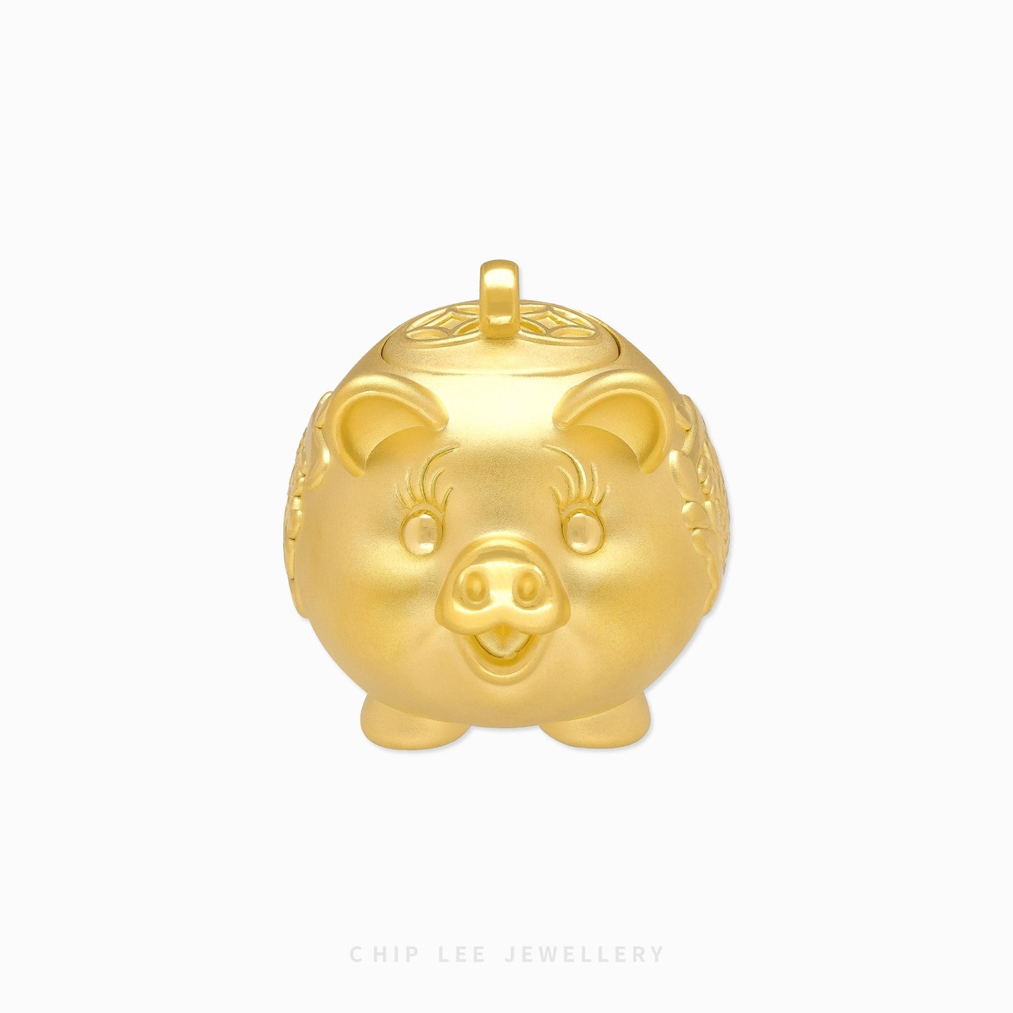 999 Pure Gold Prosperity Pig Figurine by Chip Lee Jewellery, symbolising wealth and good fortune, crafted with intricate detail and elegance.