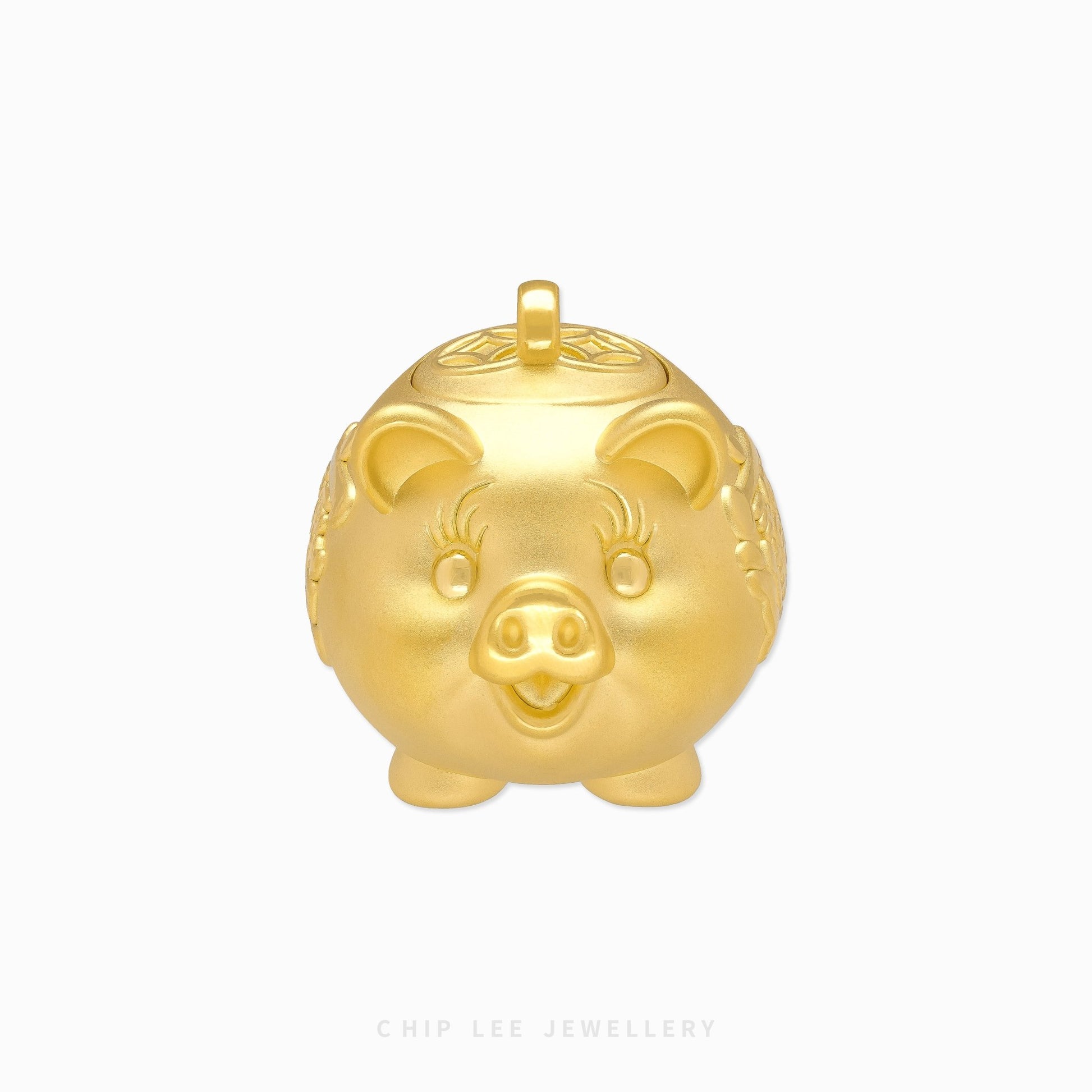 999 Pure Gold Prosperity Pig Figurine by Chip Lee Jewellery, symbolising wealth and good fortune, crafted with intricate detail and elegance.